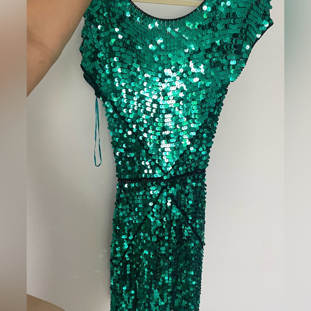 Green sequin French Connection Dress. Size US 8